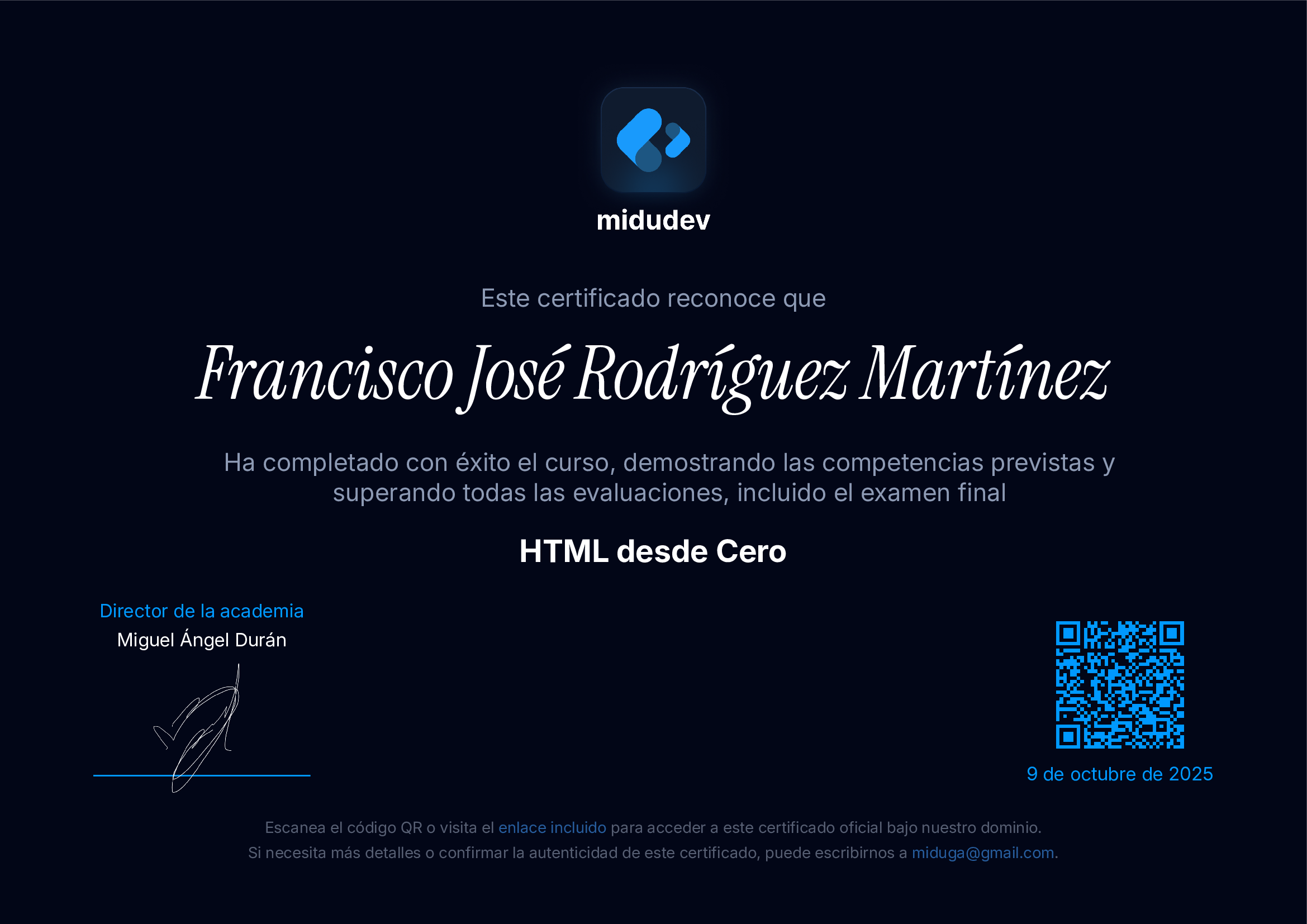 Certificado de HTML